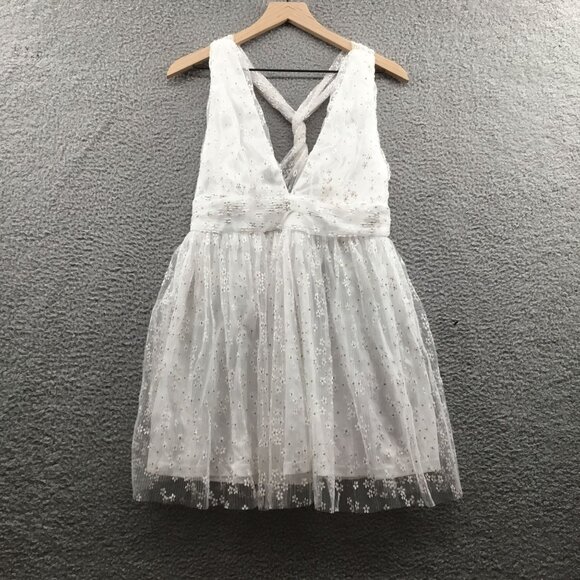 Lulus‎ Ailey Daisy Skater Dress Gold Ivory L - Picture 1 of 3
